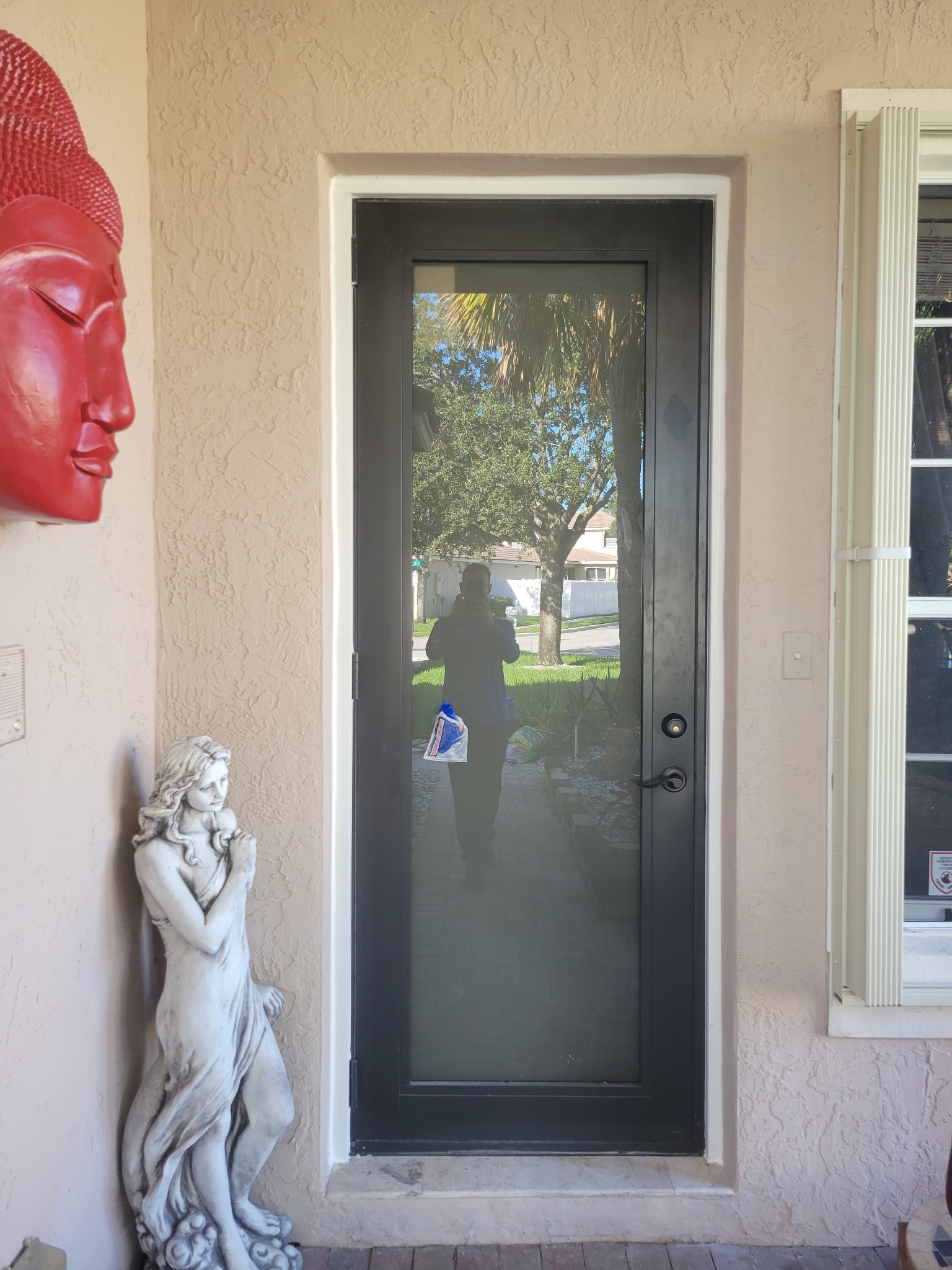 Smoked glass impact aluminum door